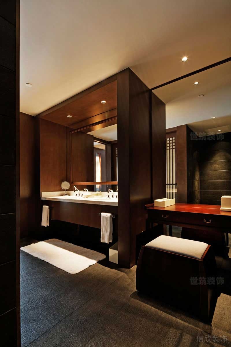 新中式風格豪華酒店主題套房衛(wèi)生間洗手臺