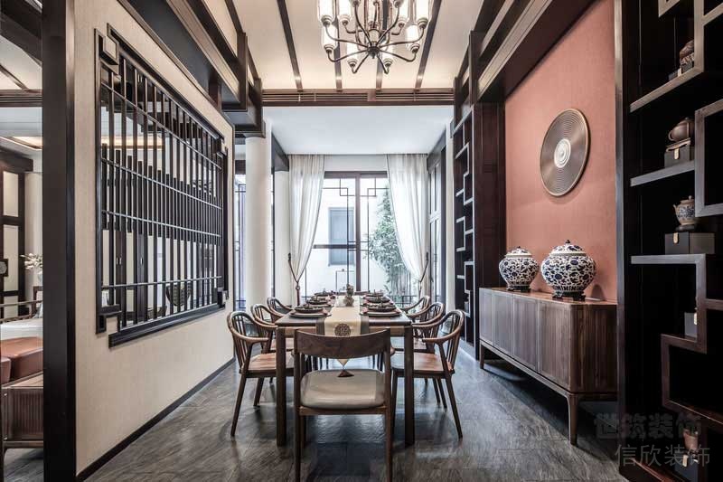 新中式風(fēng)格酒店豪華套房餐廳