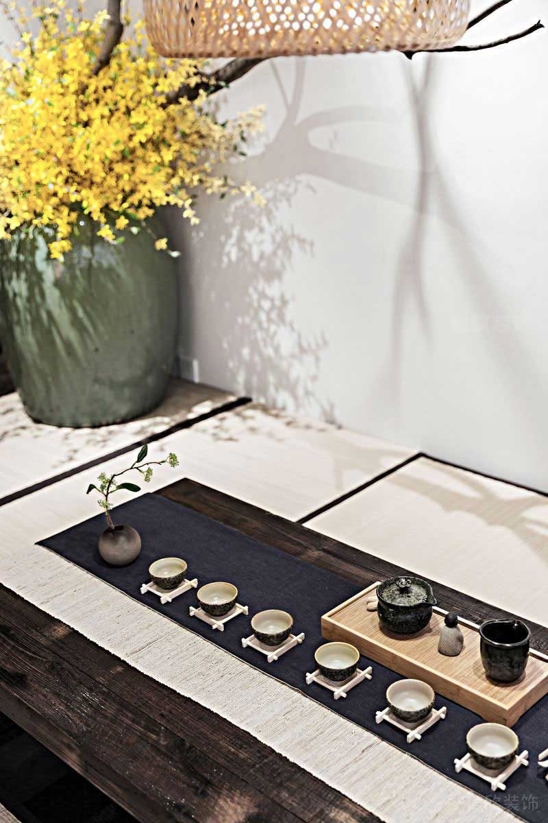 新中式風格家庭茶藝區(qū)茶臺飾品