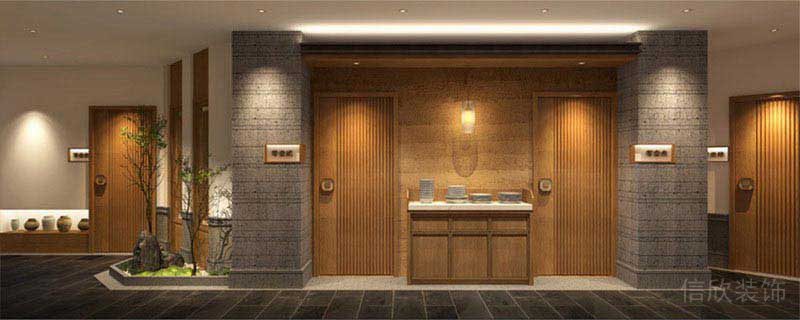 中式餐廳裝修墻柱設(shè)計(jì)對稱式包廂設(shè)計(jì)過道效果圖