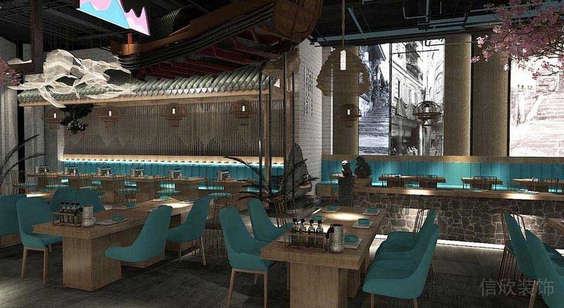 中式風(fēng)格餐廳公共用餐區(qū)