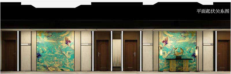 中式風(fēng)格餐飲空間彩色立面圖