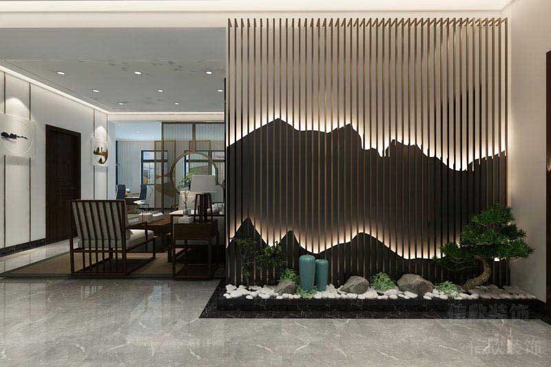 中式風(fēng)格格柵藝術(shù)屏風(fēng)景觀(guān)隔斷