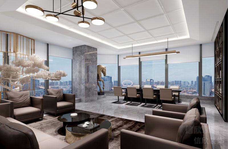 中式輕奢辦公室商務(wù)接待室