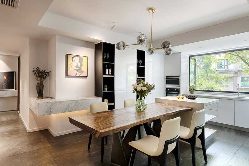 深圳羅湖北歐簡約風(fēng)家庭全包裝修施工案例餐桌餐椅