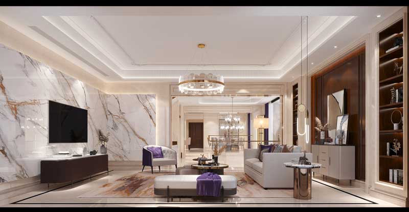 深圳南山區(qū)前海輕奢風(fēng)格新房三居室裝修客廳