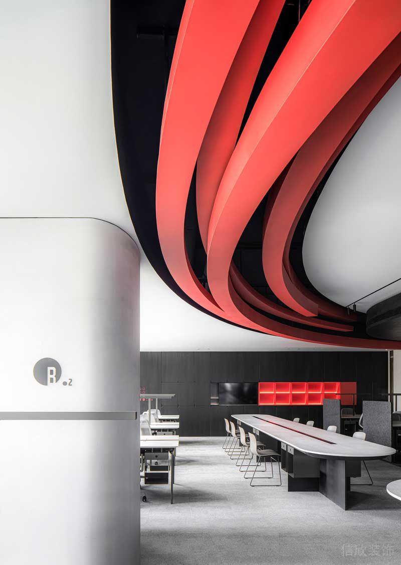 深圳南山前?，F(xiàn)代風(fēng)格辦公室裝修設(shè)計天花吊頂主題藝術(shù)造型