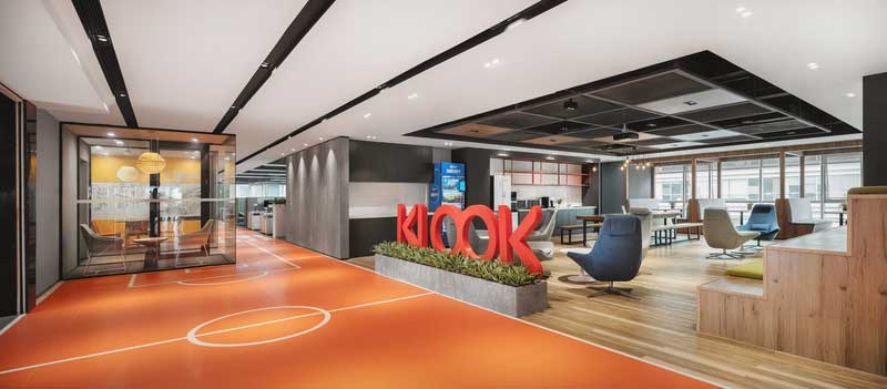 辦公室大廳設(shè)計效果圖橙色的logo