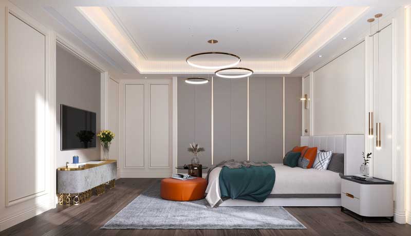 深圳南山區(qū)前海輕奢風(fēng)格新房三居室裝修主人房