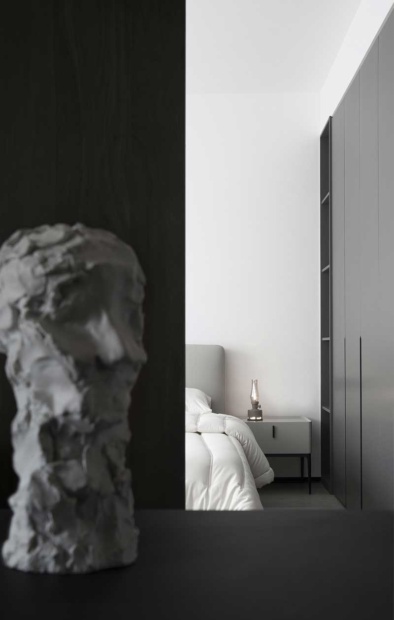 深圳鹽田美式極簡風(fēng)家庭新房裝修工程案例次臥軟裝