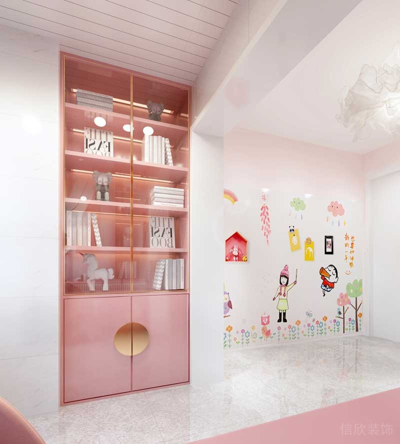 深圳福田區(qū)輕奢風(fēng)格家庭三居室裝修設(shè)計(jì)女兒房書柜 深圳福田區(qū)輕奢風(fēng)格家庭三居室裝修設(shè)計(jì)女兒房書柜
