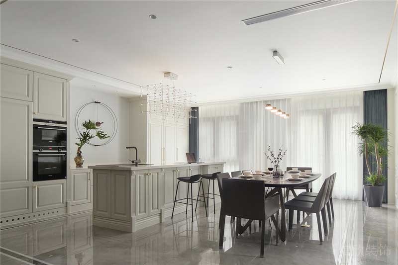 開放式廚房古典法式石膏線創(chuàng)意設(shè)計(jì)全屋定制效果圖