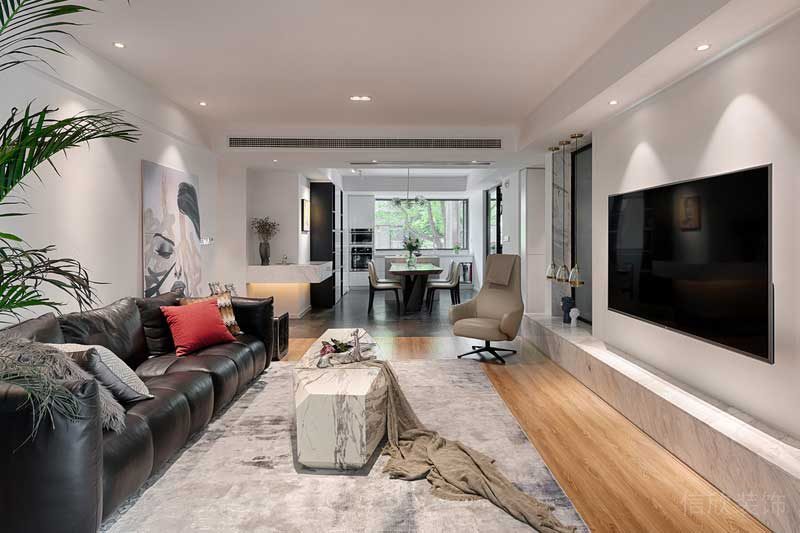 深圳羅湖現(xiàn)代北歐風(fēng)家庭住宅舊房翻新裝修客廳