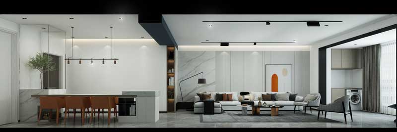 深圳南山華僑城簡約風(fēng)格家庭住房裝修客餐廳效果圖