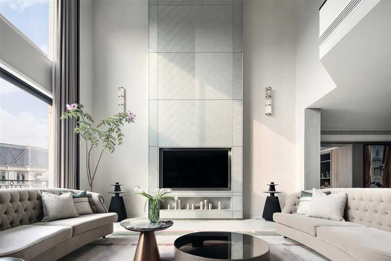 深圳南山區(qū)西麗簡約風(fēng)格別墅裝修會客廳