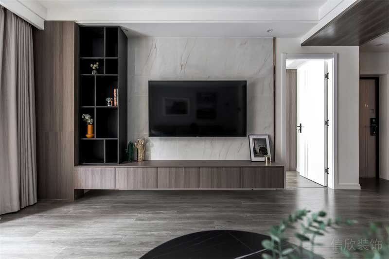 深圳羅湖區(qū)簡約風(fēng)小戶型裝修工程施工客廳電視背景墻 深圳羅湖區(qū)簡約風(fēng)小戶型裝修工程施工客廳電視背景墻