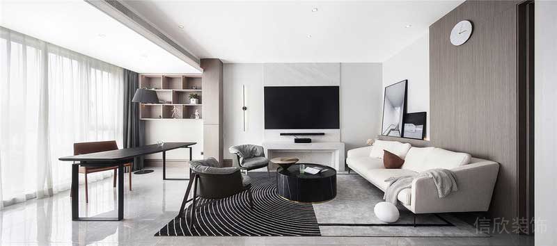 黑白色調(diào)現(xiàn)代家居客廳裝修效果圖地毯設計圖