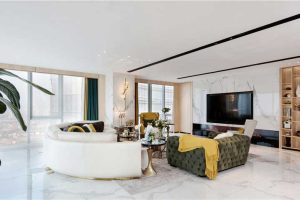 深圳鹽田區(qū)輕奢風格舊房裝修施工案例客廳效果圖