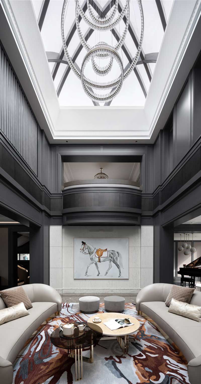 深圳南山白石洲美式輕奢風(fēng)二手房翻新改造裝修會(huì)客室藝術(shù)掛畫