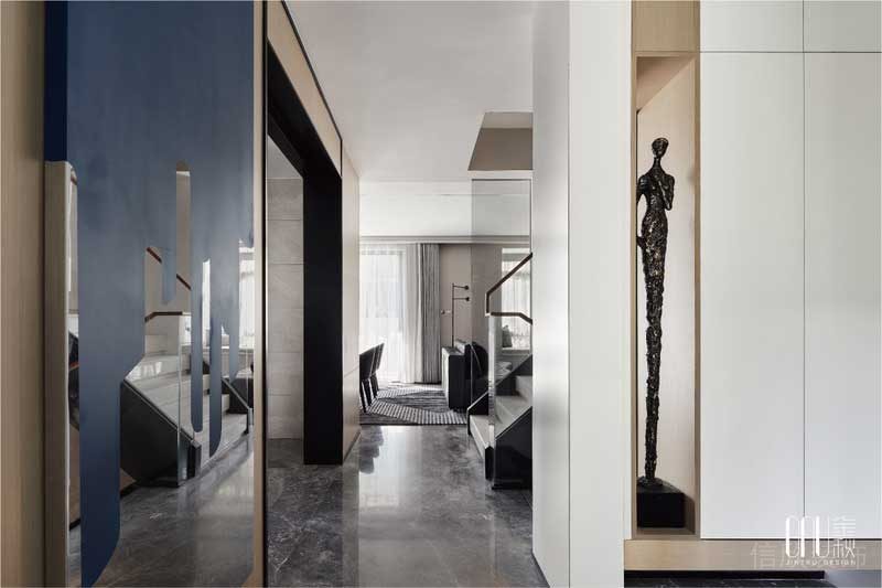 樓梯間墻面米白色集成墻板裝修效果圖