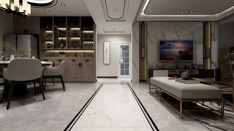 深圳市羅湖區(qū)新中式家庭住房舊房改造過廊設(shè)計效果圖