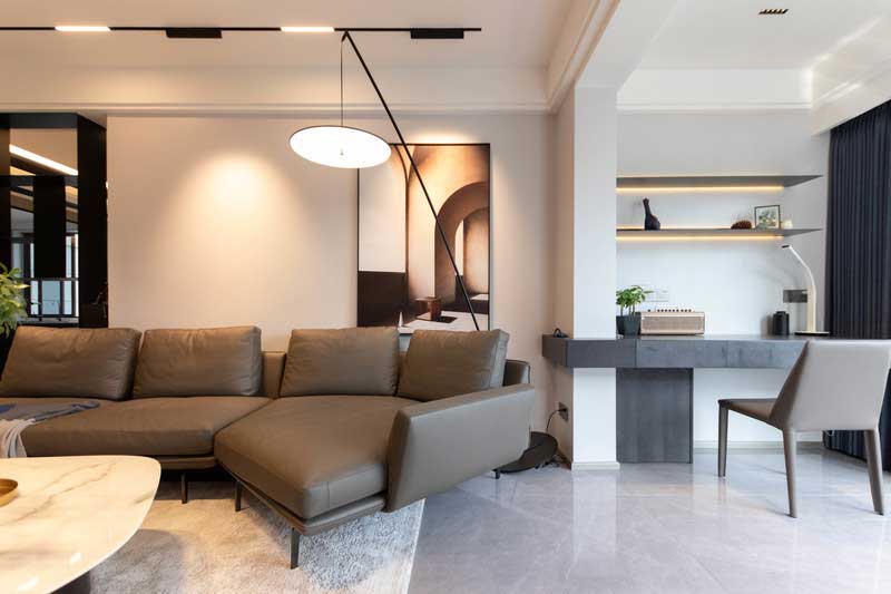 深圳羅湖區(qū)現(xiàn)代簡(jiǎn)約家庭新房裝修客廳開(kāi)放式書房工作區(qū) 深圳羅湖區(qū)現(xiàn)代簡(jiǎn)約家庭新房裝修客廳開(kāi)放式書房工作區(qū)