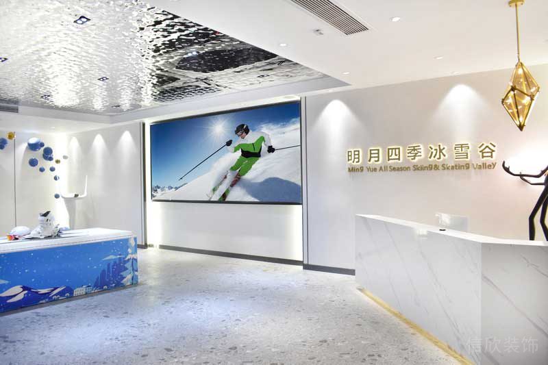 深圳鹽田區(qū)現(xiàn)代中式風(fēng)格辦公室裝修設(shè)計爵士白大理石服務(wù)臺