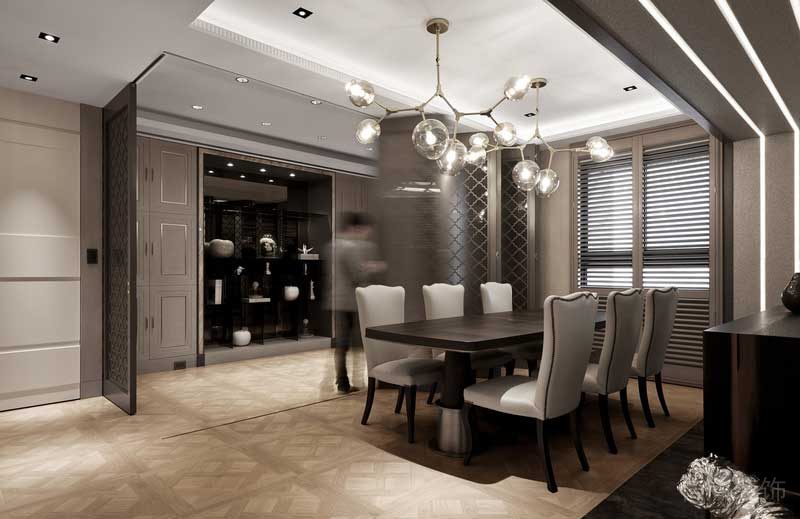 深圳福田區(qū)美式極簡風(fēng)格家庭裝修設(shè)計案例餐廳