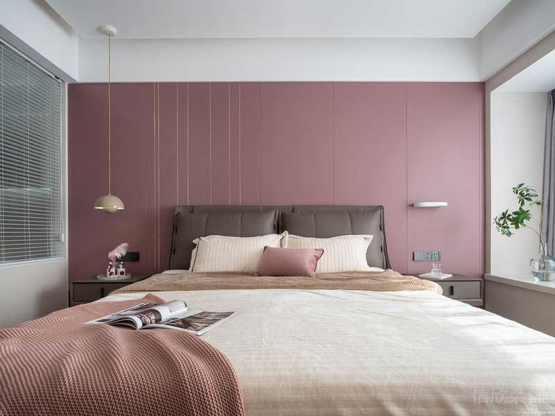 深圳龍崗北歐輕奢風(fēng)家庭新房裝修設(shè)計(jì)主臥睡床