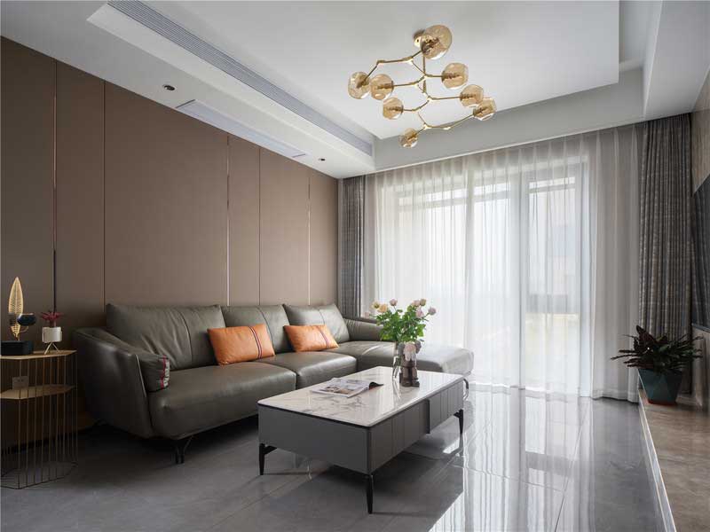 深圳南山區(qū)玫瑰金調(diào)性輕奢風(fēng)家庭裝修實景圖客廳