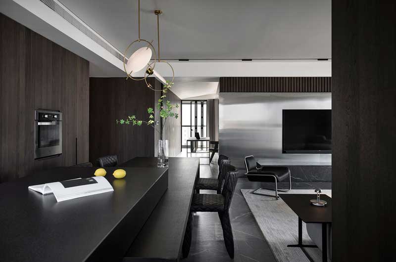 深圳鹽田美式極簡風(fēng)家庭新房裝修工程案例餐廳家具