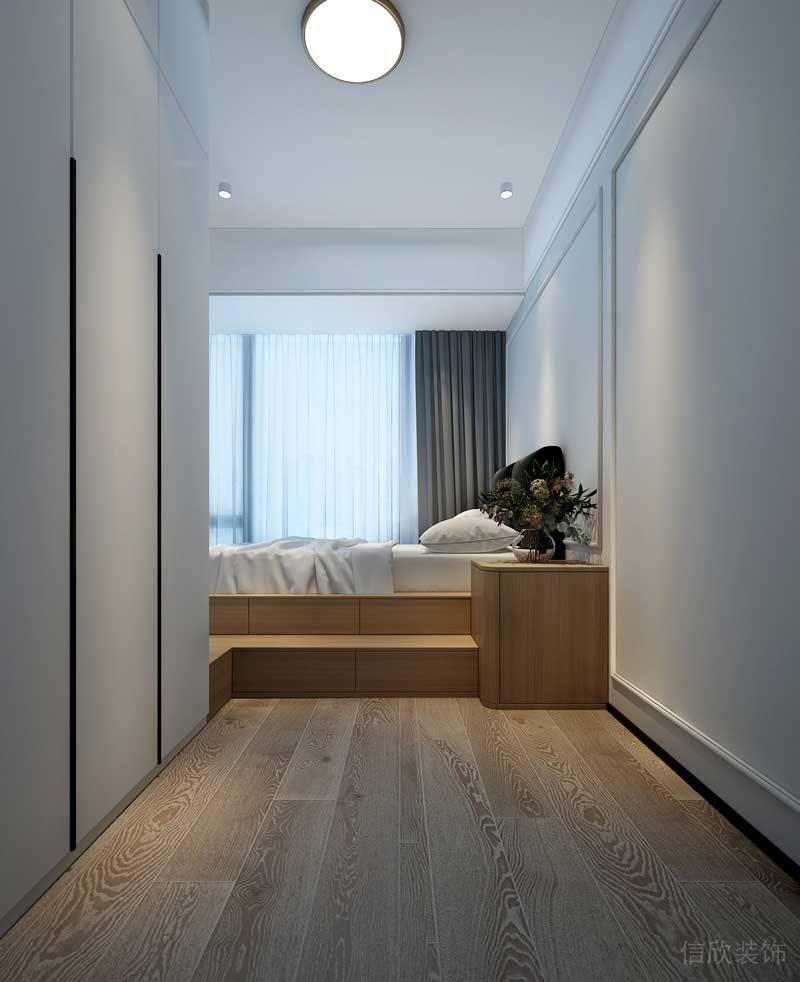 深圳鹽田現(xiàn)代美式精裝房裝修設(shè)計(jì)次臥效果圖