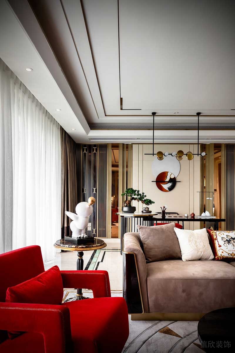 深圳龍華家裝復古輕奢風裝修設計天鵝絨沙發(fā)