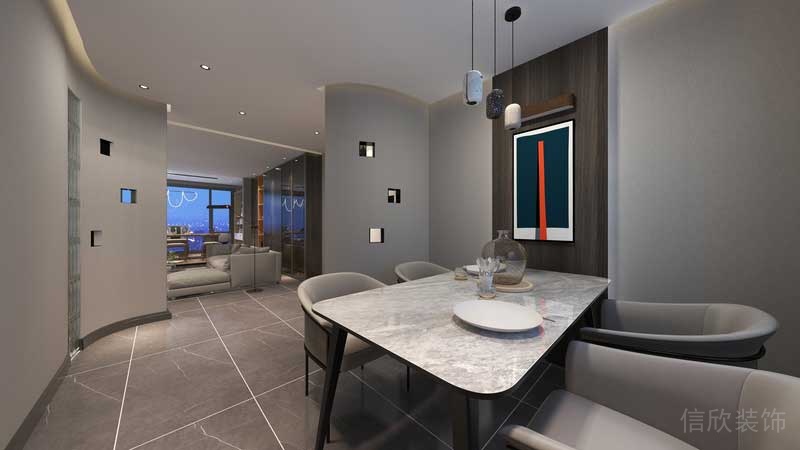 深圳羅湖區(qū)后現(xiàn)代家庭住房裝修設計方案餐廳