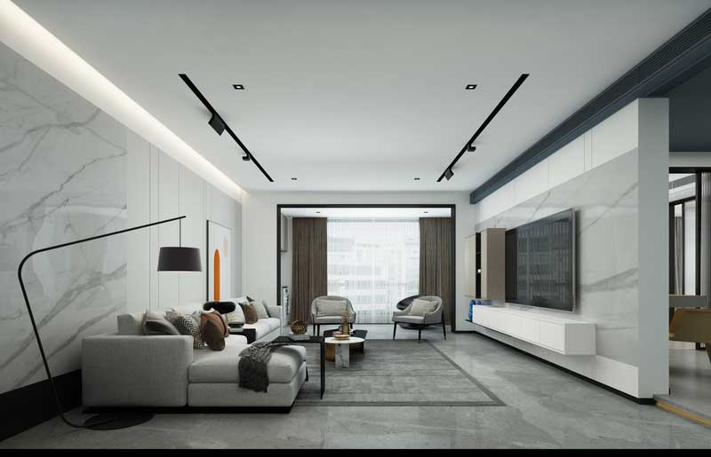 深圳南山華僑城簡約風(fēng)格家庭住房裝修客廳休閑區(qū)效果圖