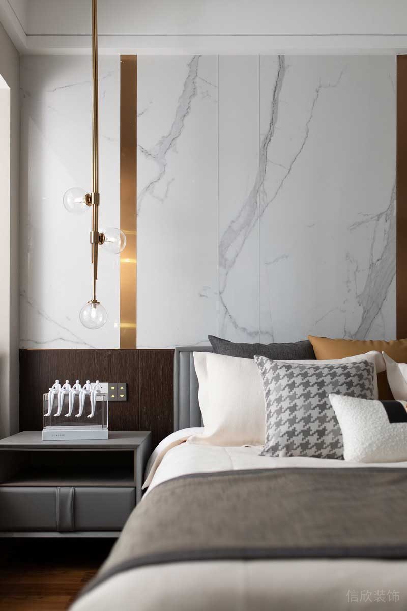 深圳龍崗坂田萬(wàn)科第五園輕奢風(fēng)大戶型樣板間設(shè)計(jì)主臥床頭背景墻 深圳龍崗坂田萬(wàn)科第五園輕奢風(fēng)大戶型樣板間設(shè)計(jì)主臥床頭背景墻
