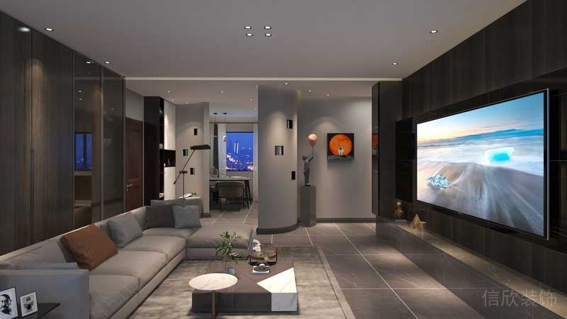 深圳羅湖區(qū)后現(xiàn)代家庭住房裝修設(shè)計方案客廳軟裝陳設(shè)