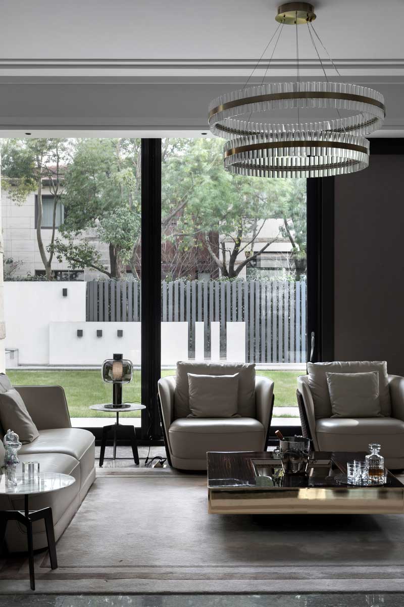 深圳南山白石洲美式輕奢風(fēng)二手房翻新改造裝修家庭廳