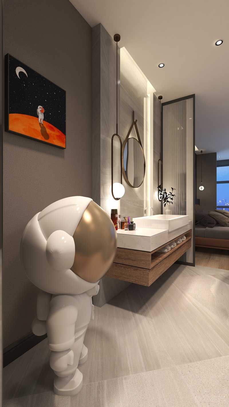 深圳羅湖區(qū)后現(xiàn)代家庭住房裝修設(shè)計方案主臥衛(wèi)浴區(qū)洗手臺 深圳羅湖區(qū)后現(xiàn)代家庭住房裝修設(shè)計方案主臥衛(wèi)浴區(qū)洗手臺