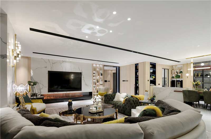 深圳鹽田區(qū)輕奢風格舊房裝修施工案例客廳電視背景墻 深圳鹽田區(qū)輕奢風格舊房裝修施工案例客廳電視背景墻