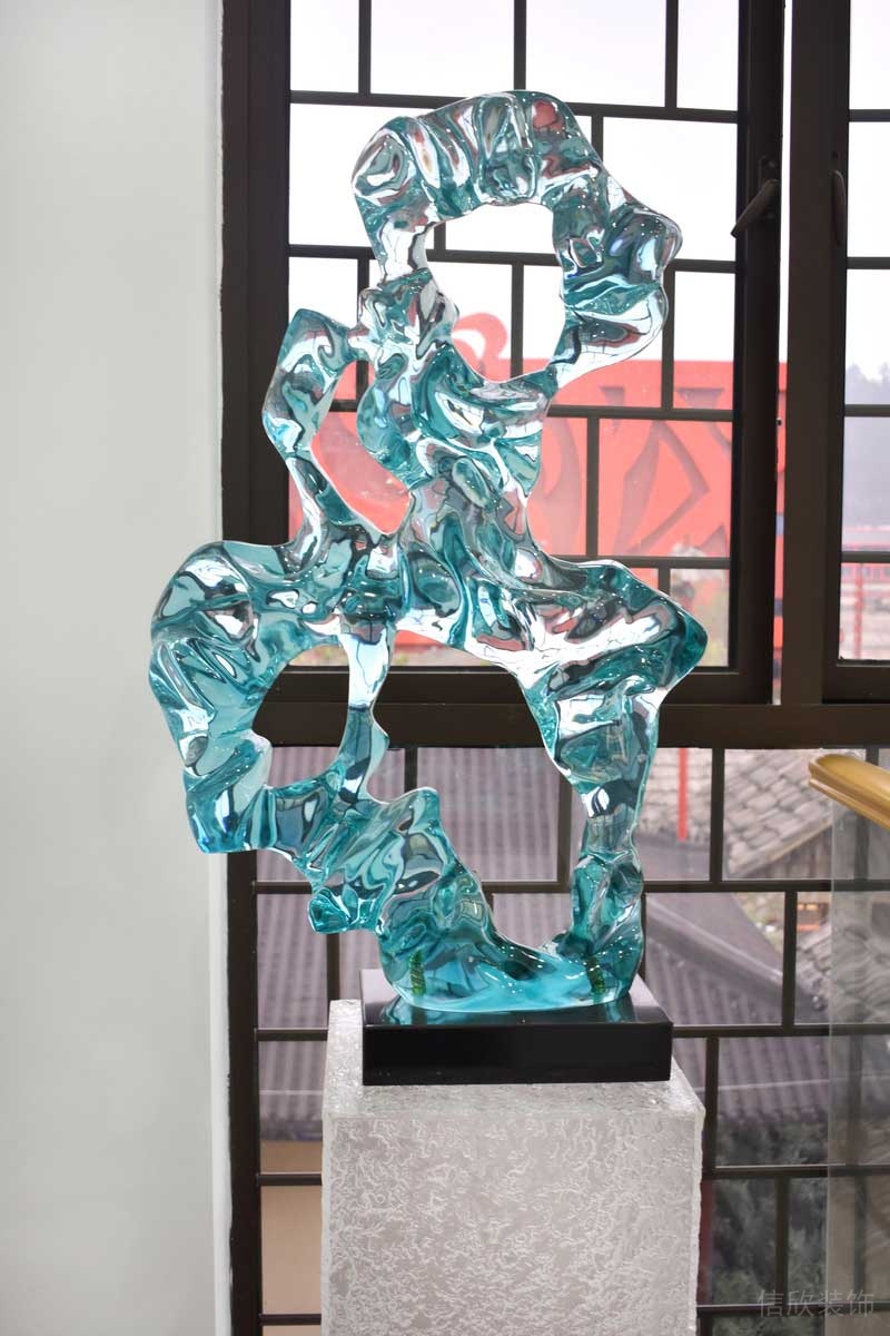 深圳鹽田區(qū)現(xiàn)代中式風(fēng)格辦公室裝修設(shè)計藍水晶藝術(shù)陳設(shè)