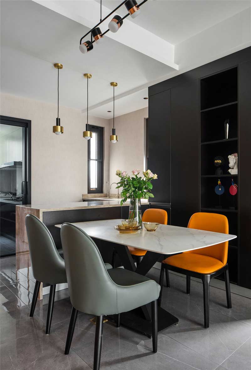 深圳南山區(qū)玫瑰金調(diào)性輕奢風(fēng)家庭裝修實景圖餐廳家具