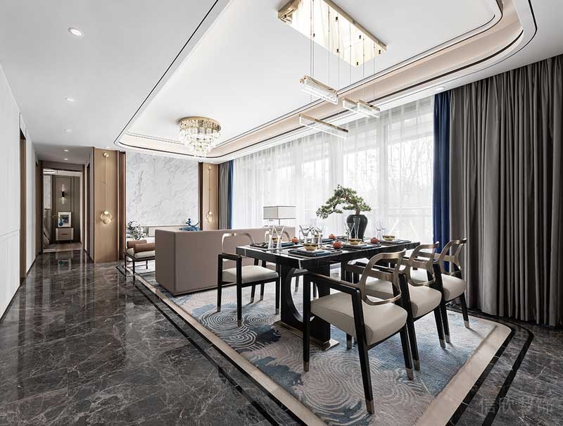 輕奢風(fēng)格餐廳裝修實(shí)木餐桌椅