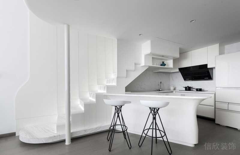 深圳寶安現(xiàn)代白色調(diào)家庭裝修案例餐廚天花吊頂 深圳寶安現(xiàn)代白色調(diào)家庭裝修案例餐廚天花吊頂