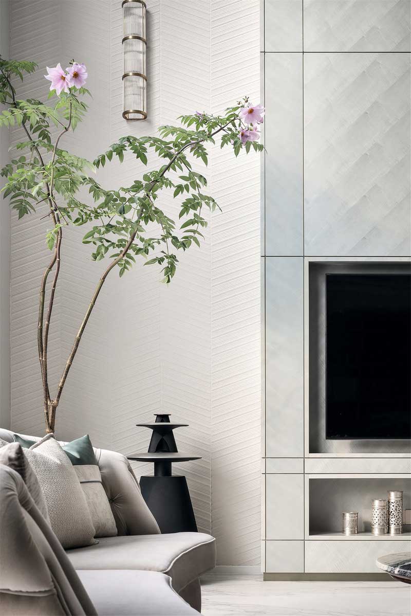 深圳南山區(qū)西麗簡約風(fēng)格別墅裝修會客廳電視背景墻