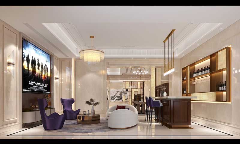 深圳南山區(qū)前海輕奢風(fēng)格新房三居室裝修會客休閑廳