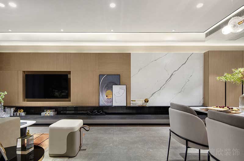 深圳鹽田區(qū)現(xiàn)代輕奢風(fēng)家庭住房裝修設(shè)計案例電視背景墻 深圳鹽田區(qū)現(xiàn)代輕奢風(fēng)家庭住房裝修設(shè)計案例電視背景墻