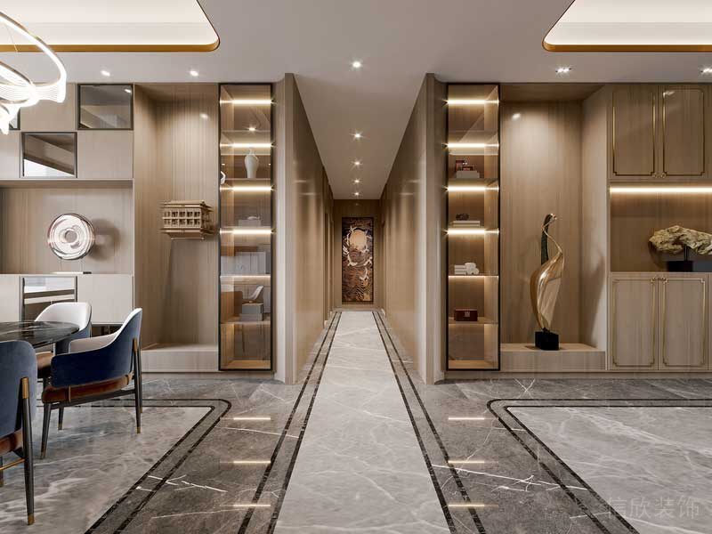 深圳鹽田新中式三房家裝裝修設(shè)計(jì)過道