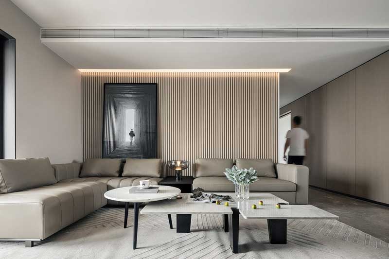 門深圳鹽田現(xiàn)代簡(jiǎn)約家居住宅裝修設(shè)計(jì)客廳沙發(fā)背景墻