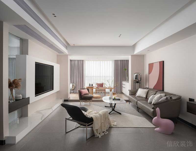 深圳龍崗北歐輕奢風(fēng)家庭新房裝修設(shè)計(jì)客廳